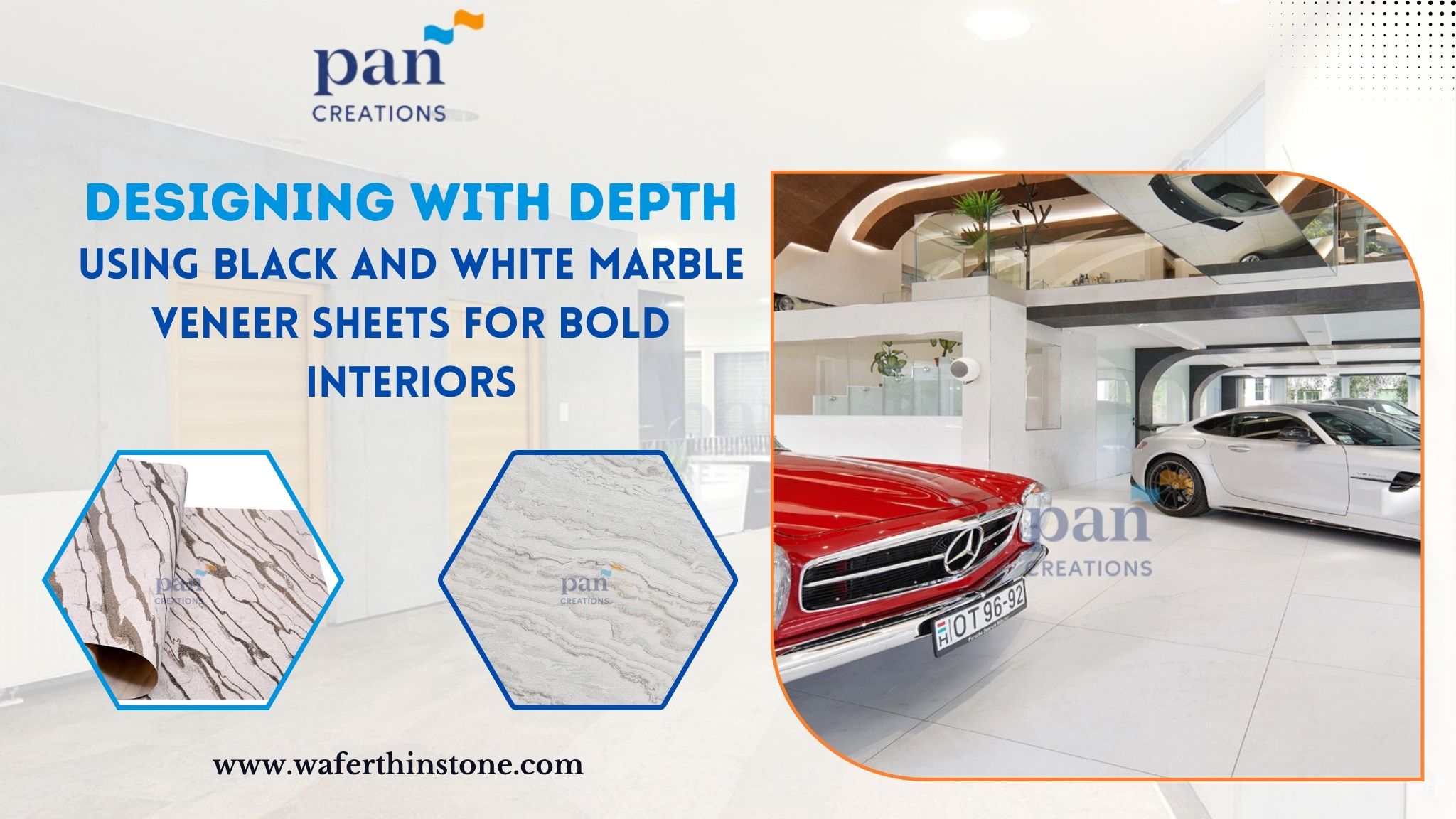 Designing with Depth Using Black and White Marble Veneer Sheets for Bold Interiors